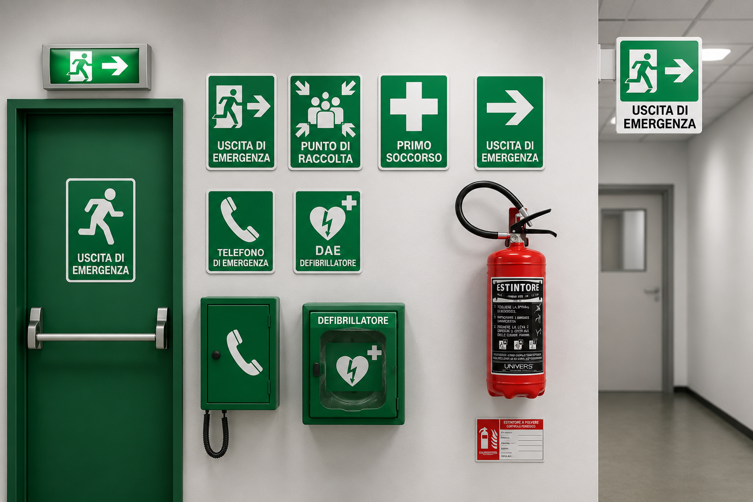 Segnaletica di uscita di emergenza su porta