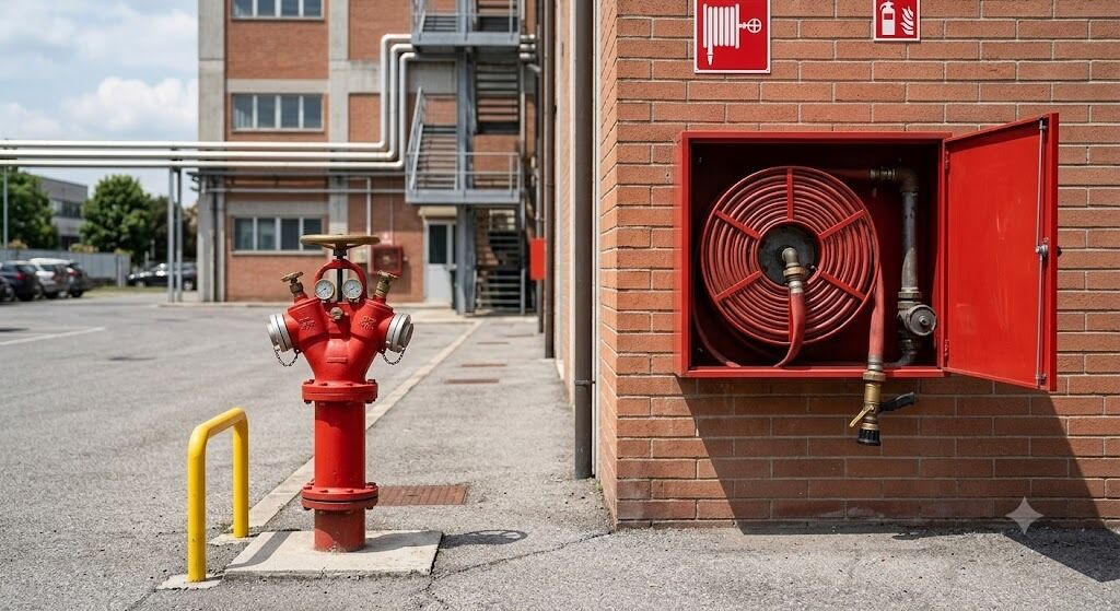 Naspo antincendio con tubo arrotolato